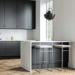 Barhocker Mit Rückenlehne 90 Cm, Grau / Beige Samt -Einrichtungsgeschäft department barstuhl mit hoher ruckenlehne schwarz 195